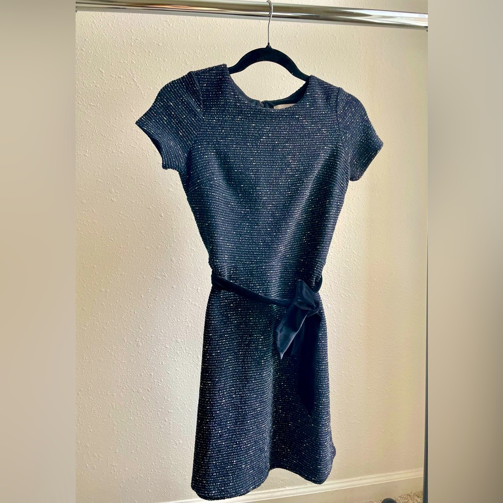 LOFT Women’s Tweed Dress with Velvet Tie